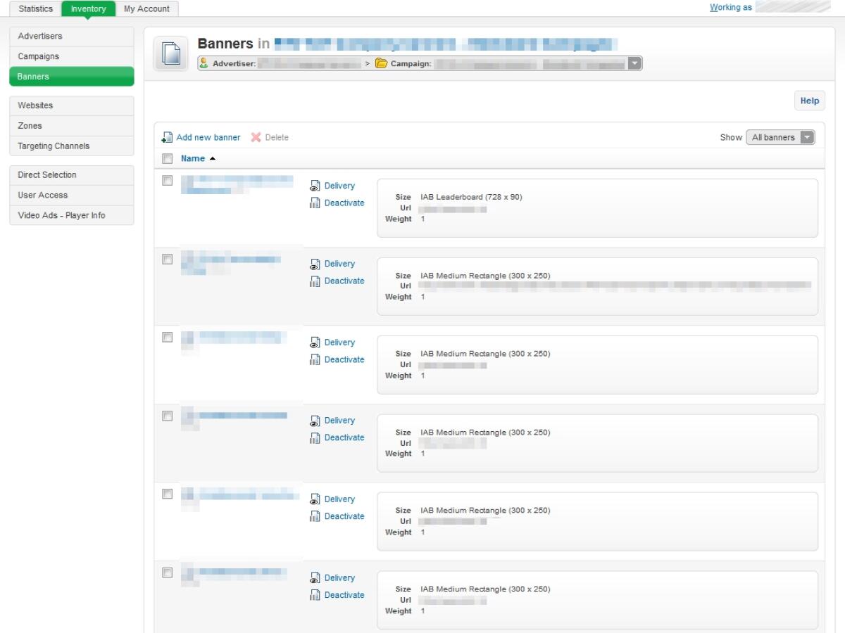 Reklamos platformos diegimo ekrano kopija