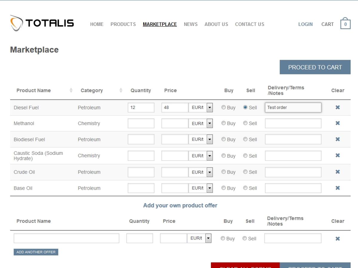 Screenshot of Oil Marketplace Script